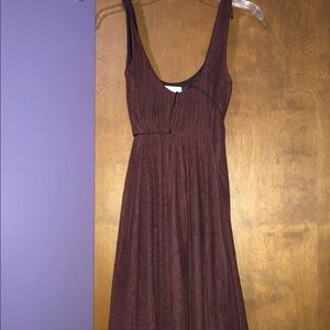 Plum colored, below knee, mesh-type dress